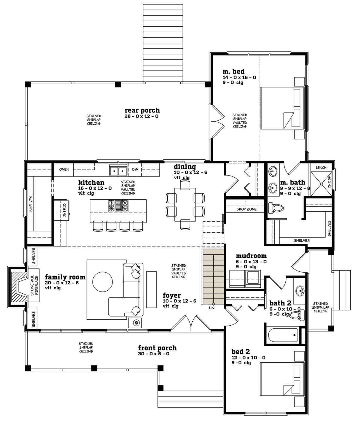 Main Floor w/ Basement Stairs Location for House Plan #7174-00018