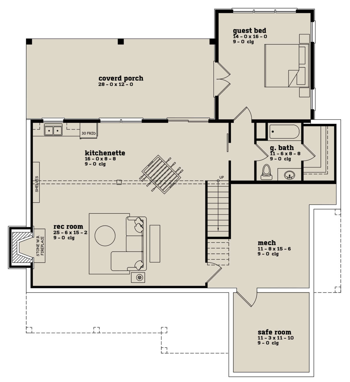 Basement for House Plan #7174-00018