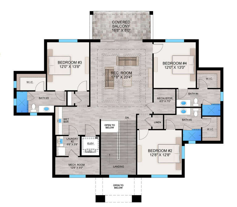Coastal Plan - 4,669 Square Feet, 4 Bedrooms, 5.5 Bathrooms | Floor ...