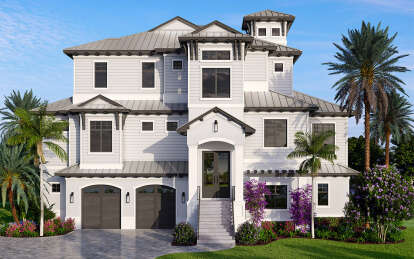 Coastal House Plan #207-00121 Elevation Photo