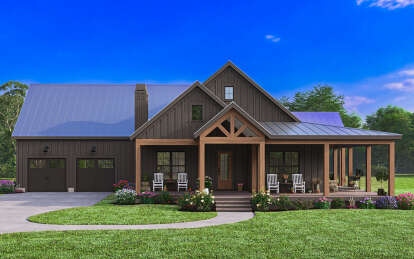 Modern Farmhouse House Plan #009-00382 Elevation Photo