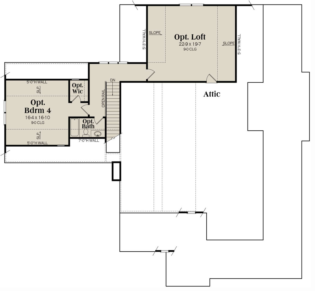 Optional Second Floor for House Plan #009-00382