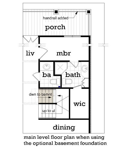 Main Floor w/ Basement Stairs Location for House Plan #048-00299