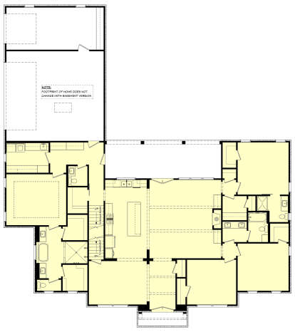 Main Floor w/ Basement Stairs Location for House Plan #041-00345