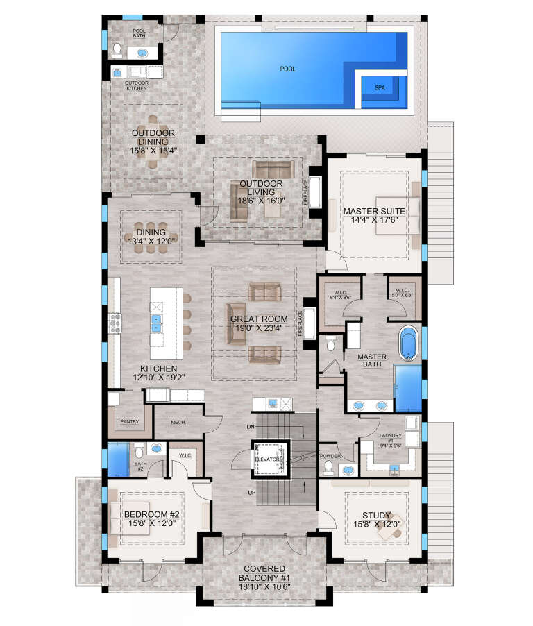 Coastal Plan - 4,619 Square Feet, 4 Bedrooms, 5 Bathrooms | Floor Plan ...