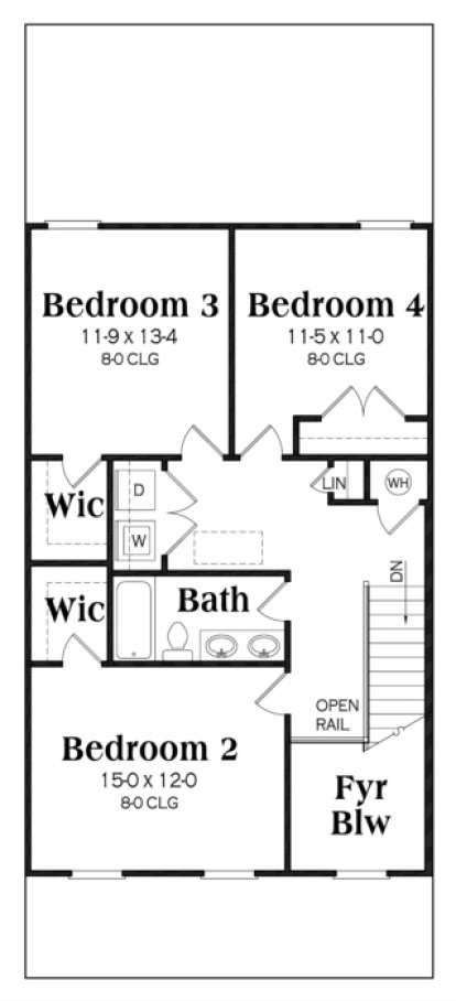 Second Floor for House Plan #009-00137