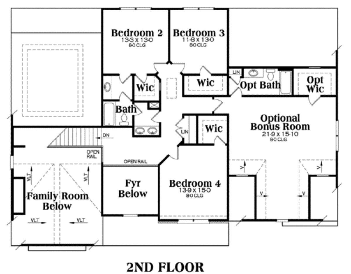Second Floor for House Plan #009-00013