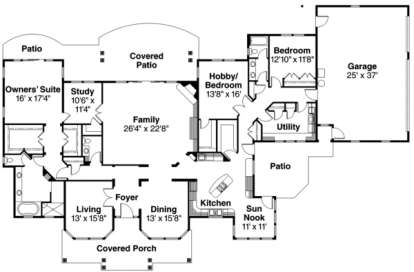 Floorplan 1 for House Plan #035-00401