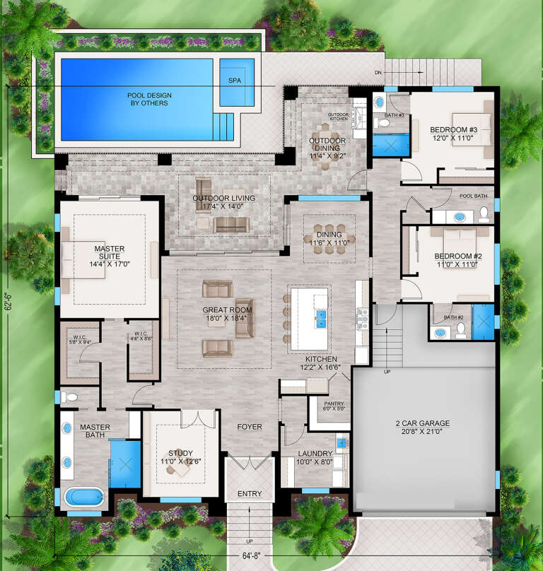 Coastal Plan - 2,473 Square Feet, 3 Bedrooms, 3.5 Bathrooms | Floor ...
