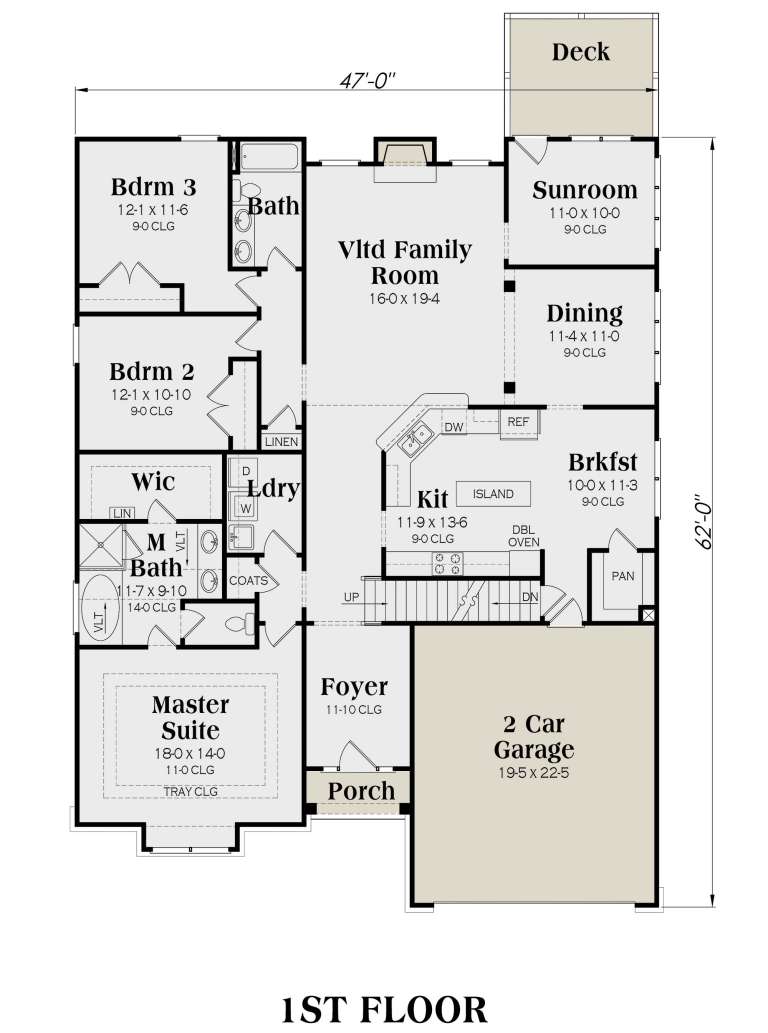 Craftsman Plan - 2,234 Square Feet, 3 Bedrooms, 2 Bathrooms | Floor ...