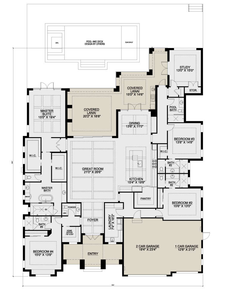 Coastal Plan - 4,173 Square Feet, 4 Bedrooms, 5.5 Bathrooms | Floor ...