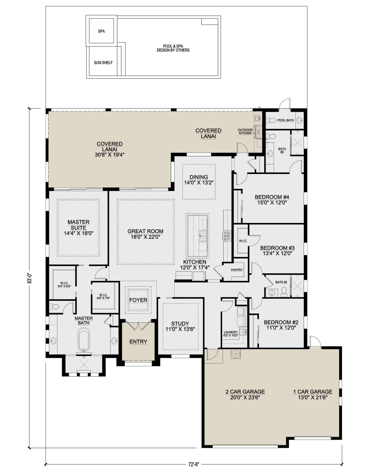 Coastal Plan - 2,993 Square Feet, 4 Bedrooms, 3.5 Bathrooms | Floor ...