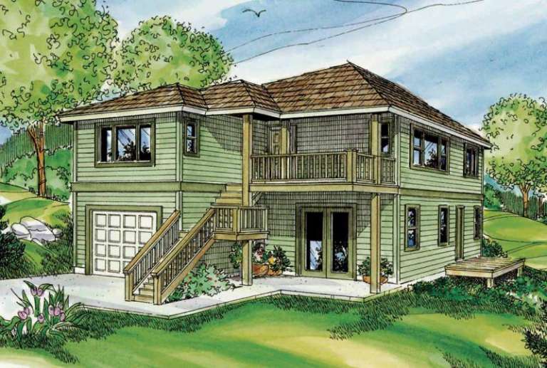 Narrow Lot House Plan #035-00403 Elevation Photo