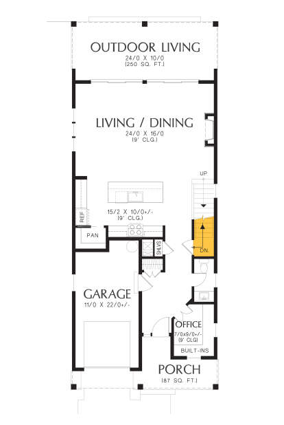 Main Floor w/ Basement Stairs Location for House Plan #2559-01014