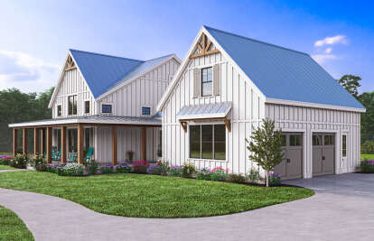 Modern Farmhouse House Plan #009-00383 Elevation Photo