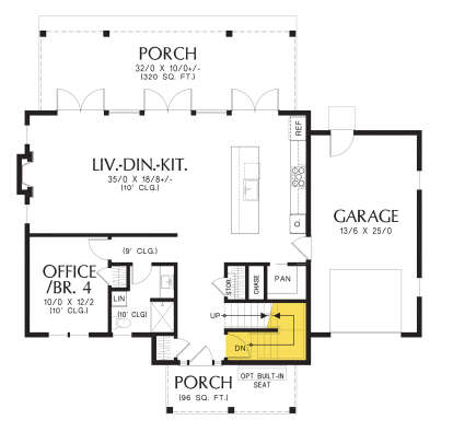 Main Floor w/ Basement Stairs Location for House Plan #2559-01024