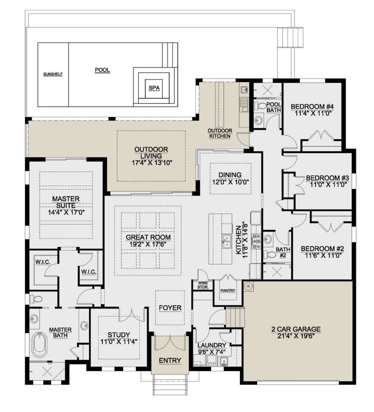 Coastal Plan - 2,458 Square Feet, 4 Bedrooms, 3 Bathrooms | Floor Plan ...