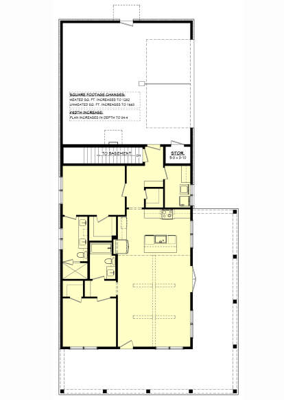 Main Floor w/ Basement Stairs Location for House Plan #041-00348