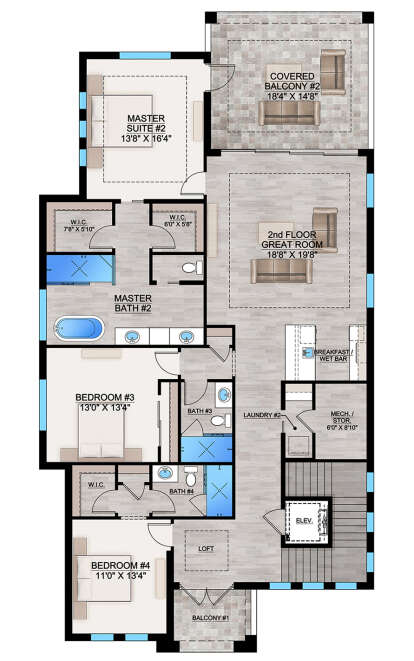 Second Floor for House Plan #207-00137