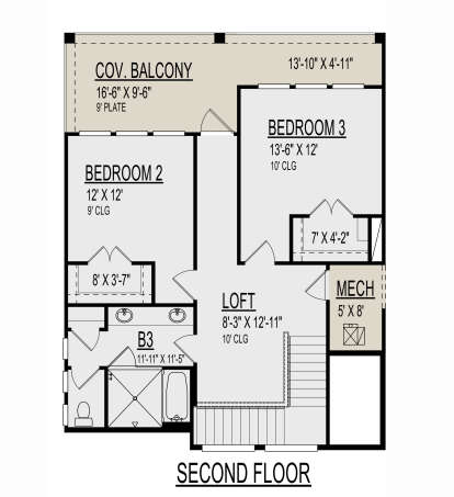 Second Floor for House Plan #9300-00018