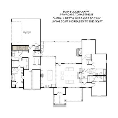 Main Floor w/ Basement Stairs Location for House Plan #4534-00107