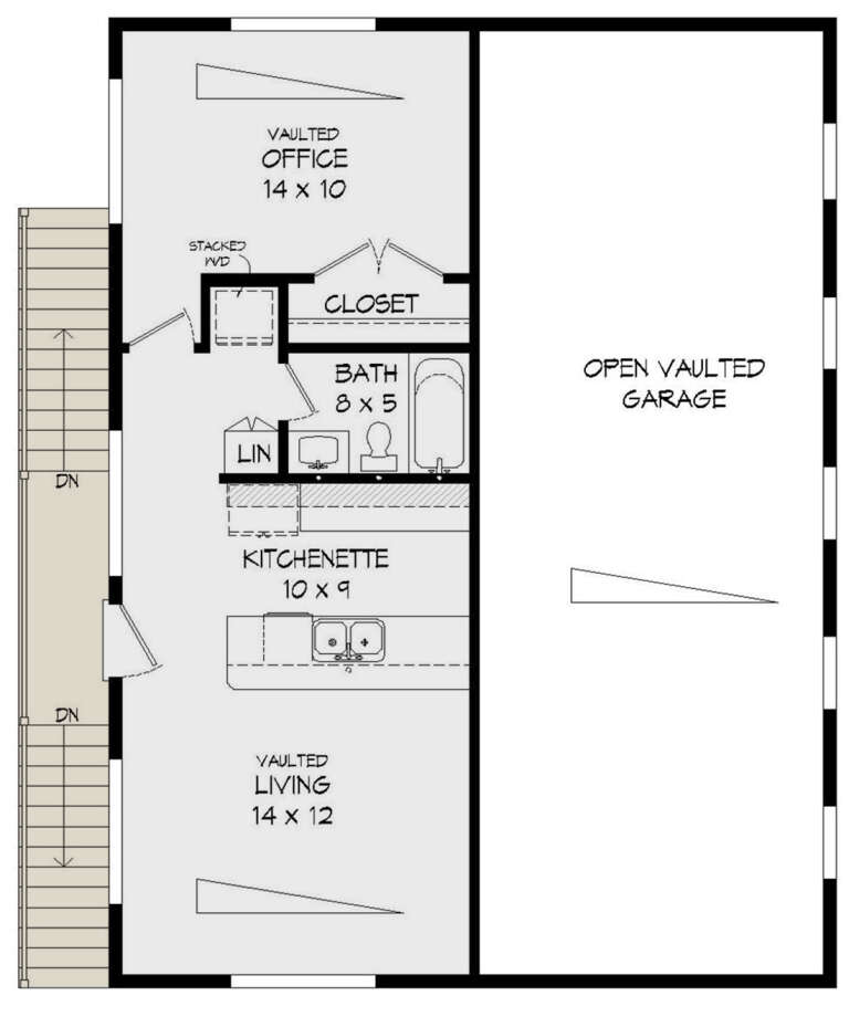 Contemporary 3 Car Garage Plan - 1,810 Square Feet, 1 Bedroom, 1 ...
