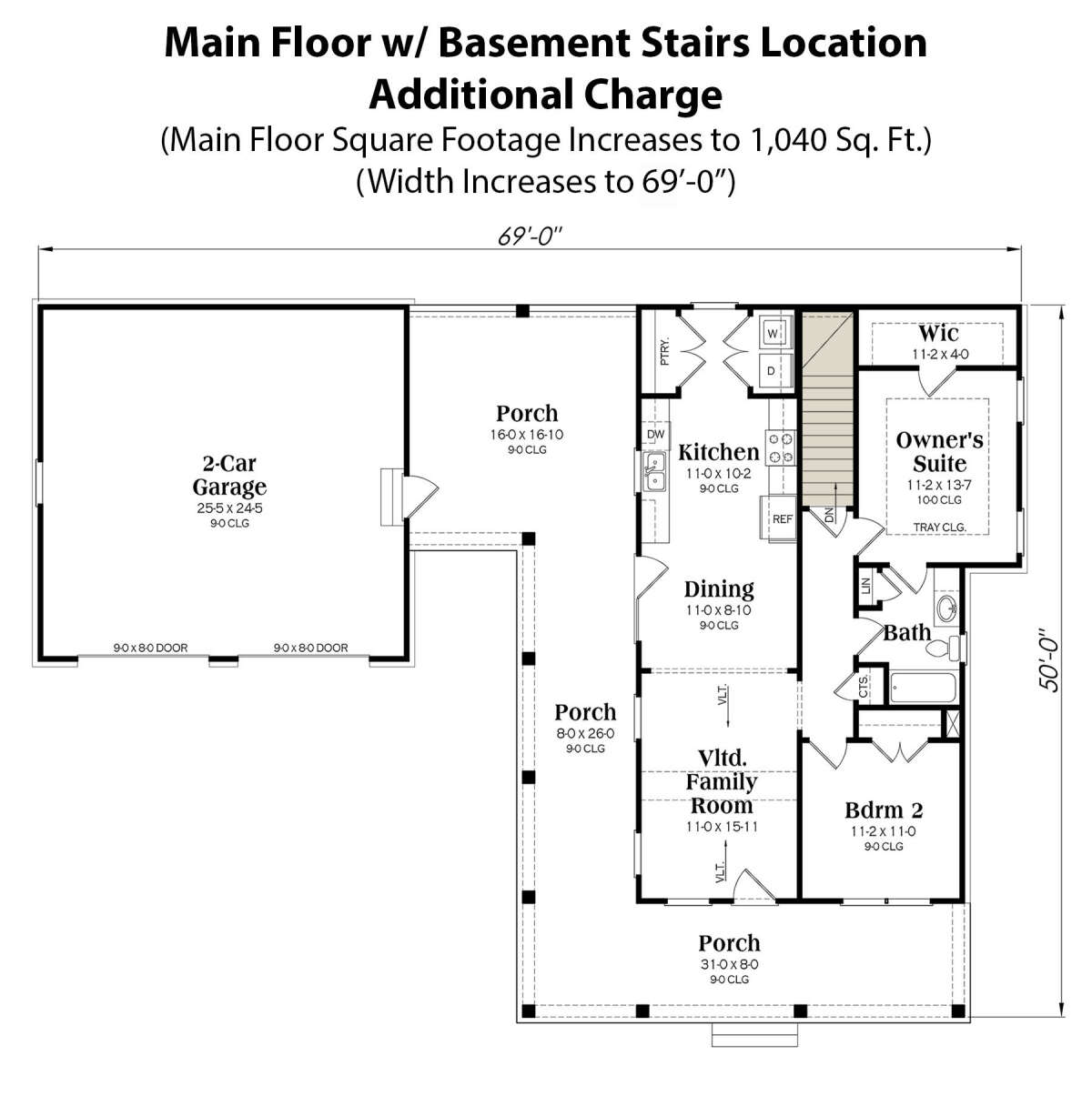 Modern Farmhouse Plan: 966 Square Feet, 2 Bedrooms, 1 Bathroom