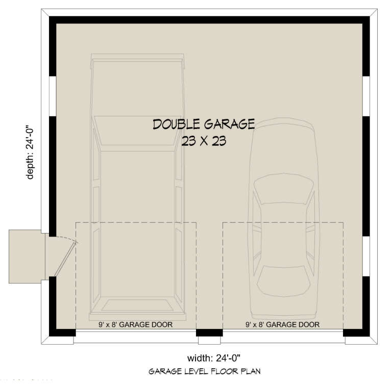 Traditional 2 Car Garage Plan - 576 Square Feet | Floor Plan #940-00955 ...