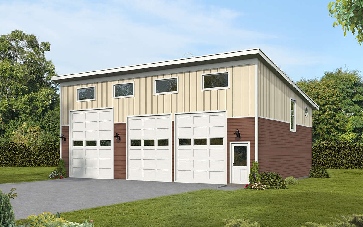Modern 3 Car Garage Plan - 2,035 Square Feet, 1 Bathroom | Floor Plan ...