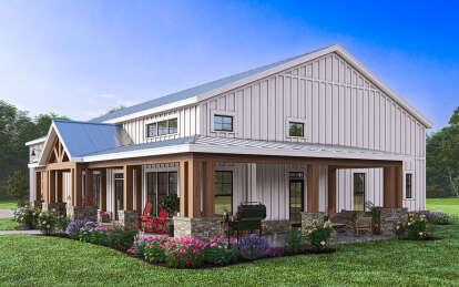 Barn House Plan #009-00385 Elevation Photo