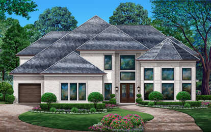 European House Plan #5445-00517 Elevation Photo