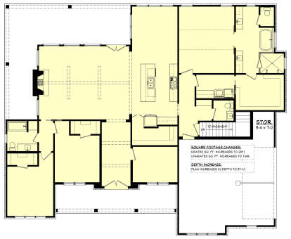 Main Floor w/ Basement Stairs Location for House Plan #041-00349