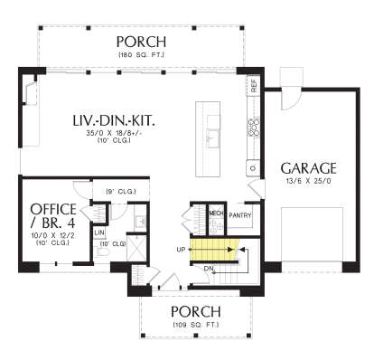 Main Floor w/ Basement Stairs Location for House Plan #2559-01027