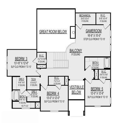 Second Floor for House Plan #9300-00028