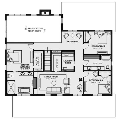 Second Floor for House Plan #034-01304