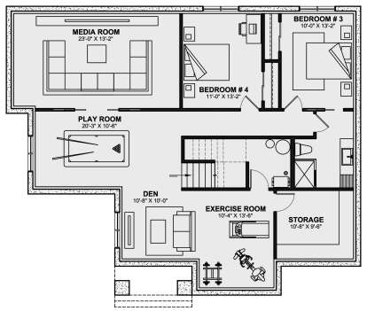 Basement for House Plan #034-01305