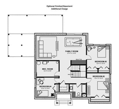Optional Finished Basement for House Plan #034-01306