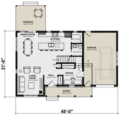 Main Floor  for House Plan #034-01309