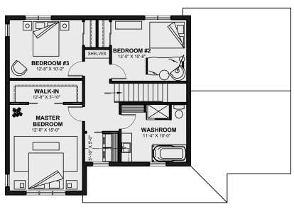 Second Floor for House Plan #034-01309