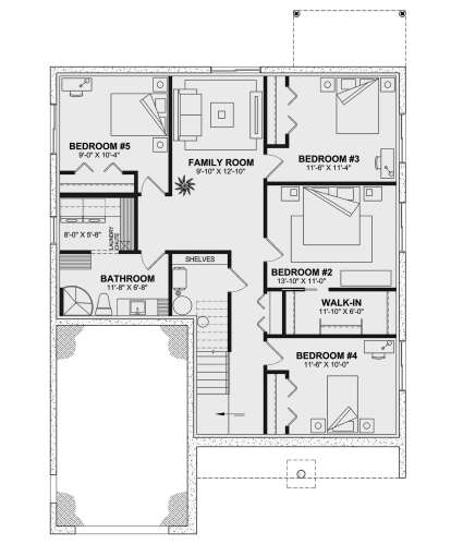 Second Floor for House Plan #034-01317