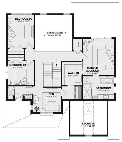 Second Floor for House Plan #034-01322
