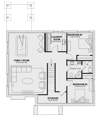 Basement for House Plan #034-01331