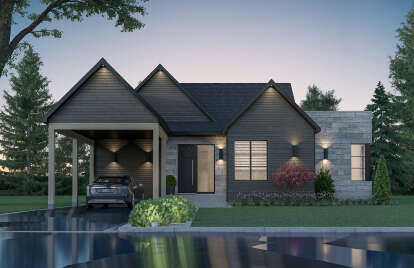 Modern Transitional House Plan #034-01332 Elevation Photo