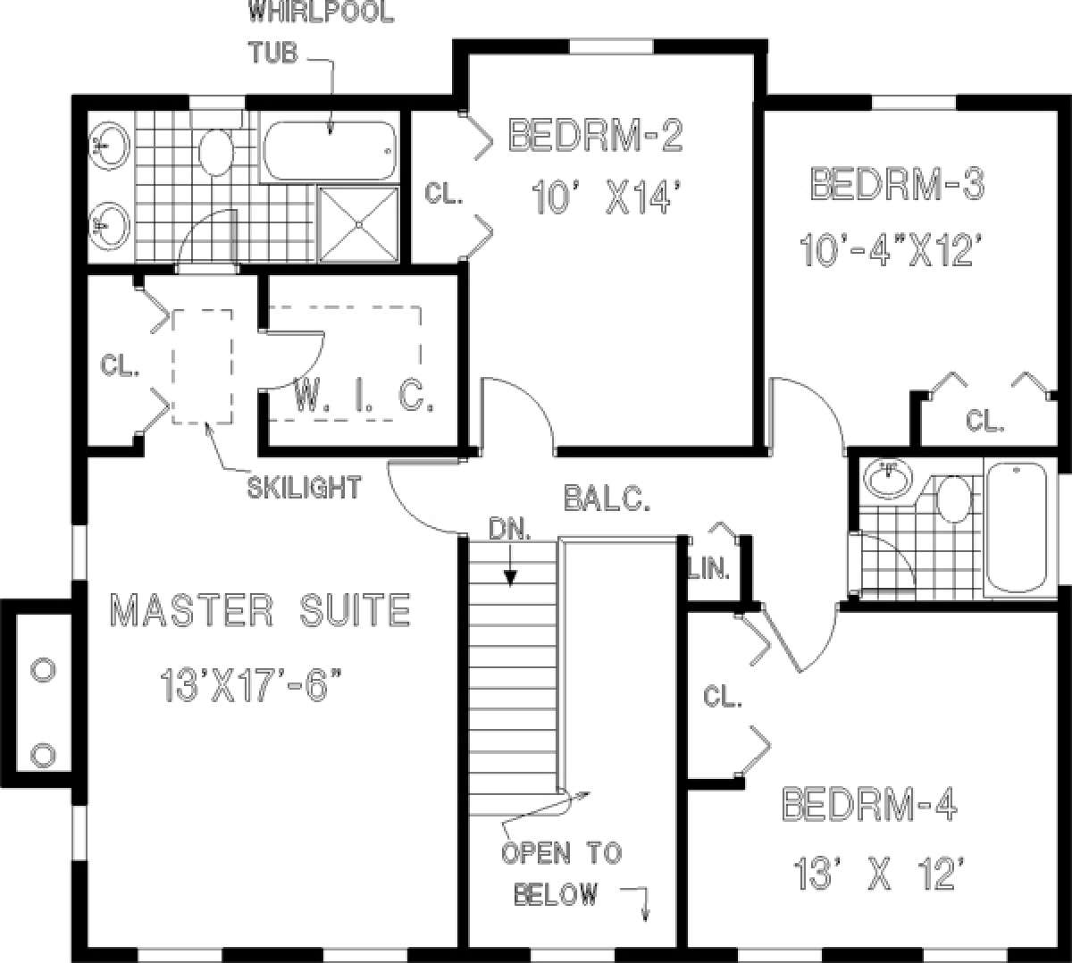 Upper Floor for House Plan #033-00076