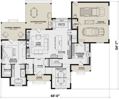 Main Floor  for House Plan #034-01338