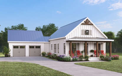 Modern Farmhouse House Plan #009-00386 Elevation Photo