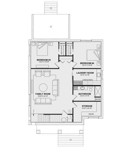 Basement for House Plan #034-01341