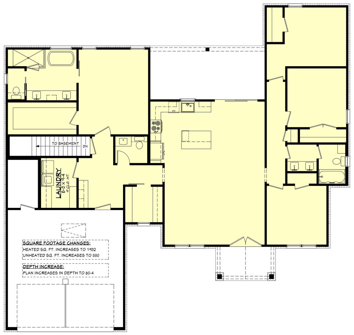 Main Floor w/ Basement Stairs Location for House Plan #041-00350