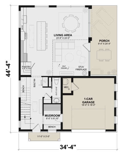 Main Floor  for House Plan #034-01357