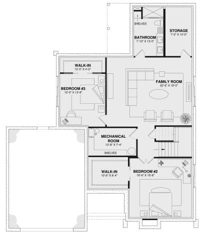 Basement for House Plan #034-01363